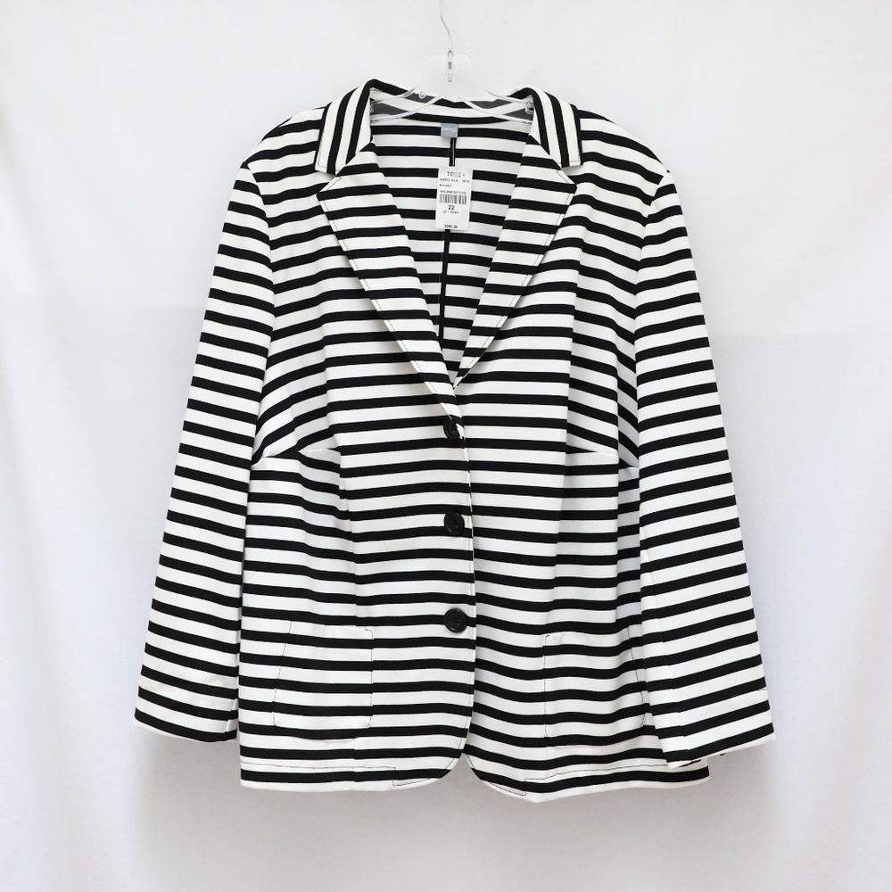 NWT Erfo striped blazer suit jacket nautical 22 classic white black new business
